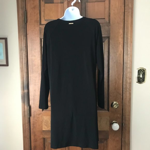#1 Michael Kors Black Dress w/Shoestring X's on Shoulder Large - Picture 8 of 12